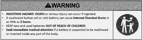 纽扣电池包装上的警告语示例